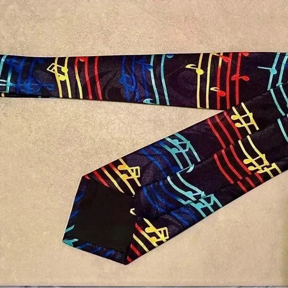 Beautiful Vintage Steven Harris Musical Note Print Tie 4in At Widest - Picture 2 of 6